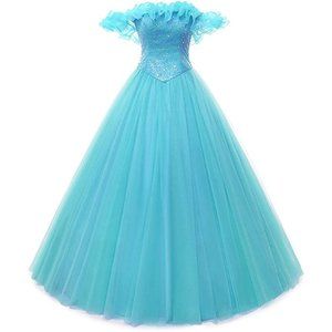NEW Beautiful Bling Sequin Turquoise Cinderella Prom Dress Quincenera Go…